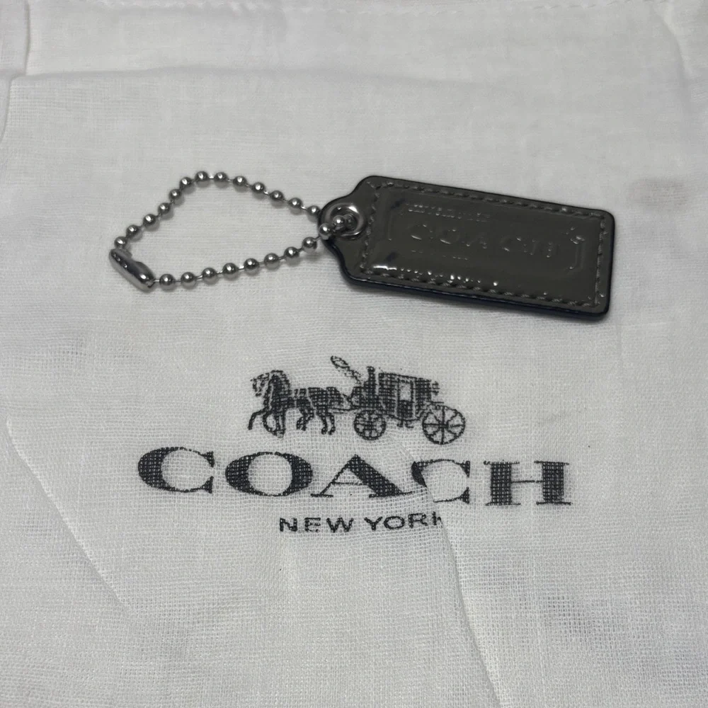 Coach Olive Green Patent Leather Hang Tag Keychain